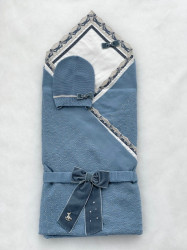 Комплект SaraBara Криштиано конверт, уголок, шапочка, джинсовый