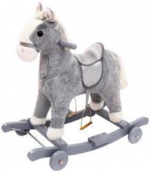 Лошадка каталка-качалка AmaroBaby Prime, с колёсами, серый