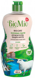 Средство для мытья посуды, овощей и фруктов с экстрактом хлопка и ионами серебра BioMio Bio-Care 450 мл