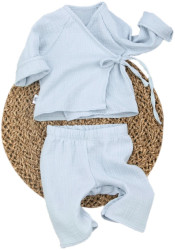 Комплект для новорожденного рубашечка+штанишки KiDi Kids, муслин, голубой, лето р. 18 рост 56-62 см