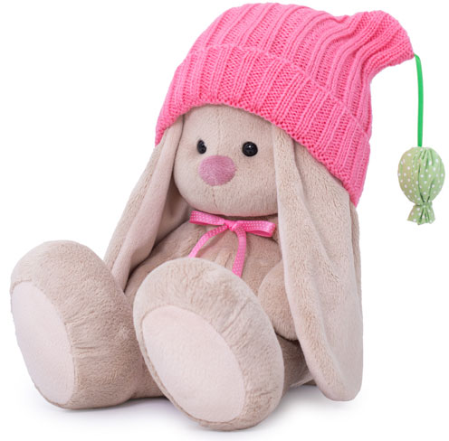 Мягкая игрушка Budi Basa Зайка Ми в розовой шапочке с помпонами 18 см