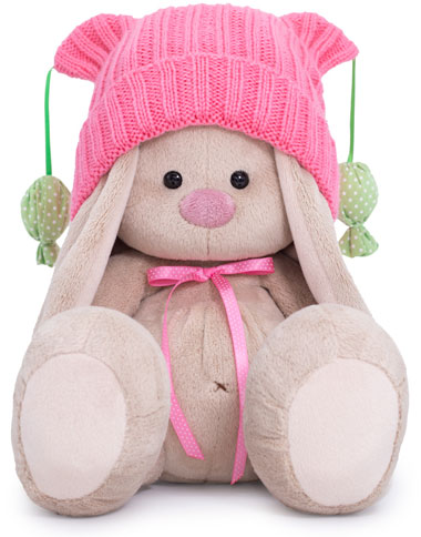 Мягкая игрушка Budi Basa Зайка Ми в розовой шапочке с помпонами 18 см