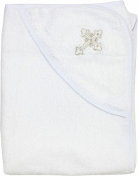 Полотенце-уголок Осьминожка для крещения с вышивкой платина