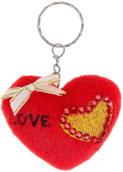 Мягкая игрушка-брелок "Сердце" со стразиками цвет красный