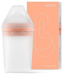 Бутылочка для кормления из силикона с держателем из пластика BORRN Feeding Bottle Оранжевый 240 мл