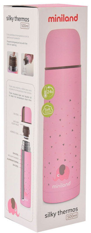 Детский термос для жидкостей Miniland Silky Thermos розовый 500 мл