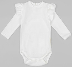 Боди детское с длинным рукавом с рюшами AMAROBABY Fashion, молочный, р.56