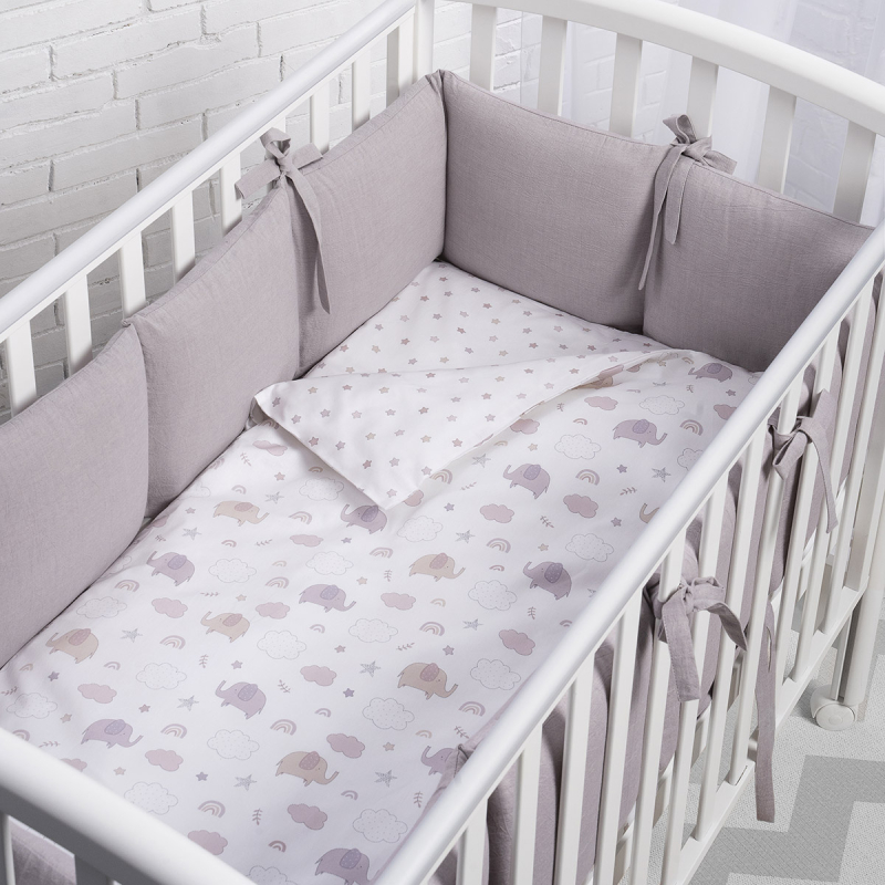 Защита для детской кроватки Perina Soft Cotton Серый