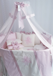 Набор в кроватку для новорождённых Eco Line Mary 15 предметов розовый