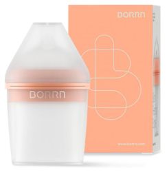 Бутылочка для кормления из силикона с держателем из пластика BORRN Feeding Bottle Оранжевый 150 мл