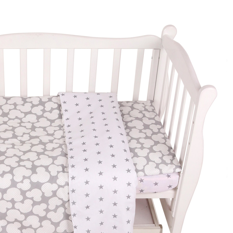 Комплект в кроватку 3 предмета AmaroBaby Baby Boom Мышонок, серый, бязь